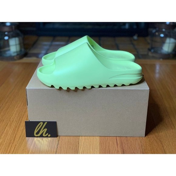 Sz 12 Adidas Yeezy Slide Green Glow - Picture 1 of 5